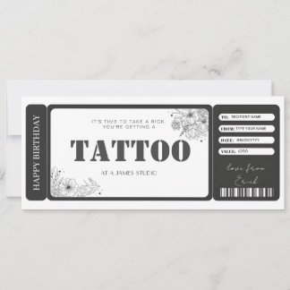 Benutzerdefiniertes Tattoo-Geschenkzertifikat Einladung