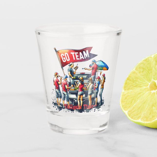 Benutzerdefiniertes Team für die Dauer der Migrati Schnapsglas (Vorderseite)