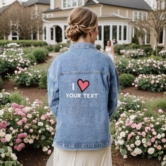 Benutzerdefiniertes Text-Monogramm für das rosa Hö Jeansjacke (Hochzeit Rückseite)