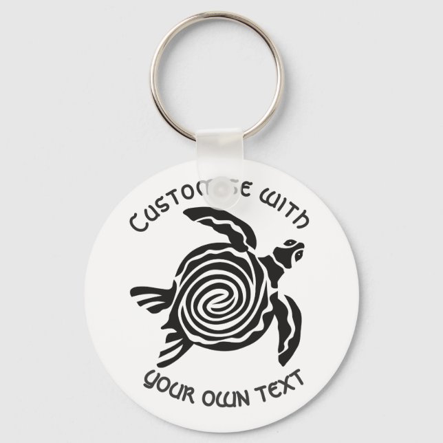 Benutzerdefiniertes Text Tribal Turtle Design Schlüsselanhänger (Vorderseite)