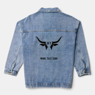 Benutzerdefiniertes Text- und Monogramm-Bullen-Hor Jeansjacke