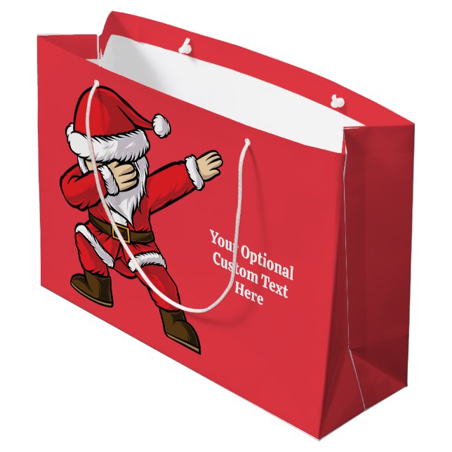 Benutzerdefiniertes Textabbbing TanzSanta Große Geschenktüte (Rückseite Schrägansicht)