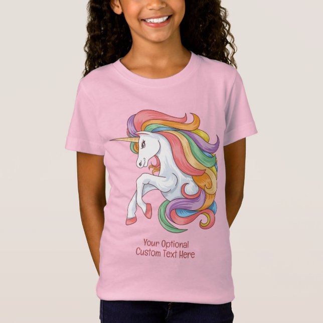 Benutzerdefiniertes Textfarben Einhorn T-Shirt (Vorderseite)