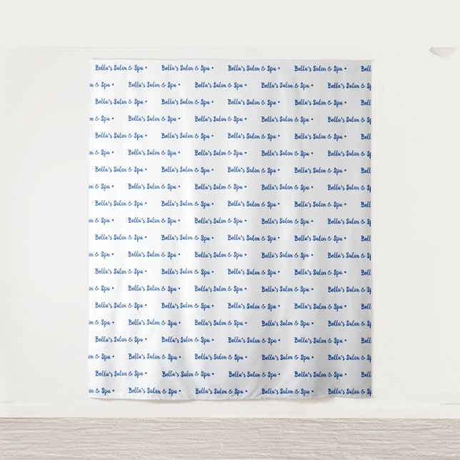 Benutzerdefiniertes Textlogo-Event-Backdrop Schrit Wandteppich (Vorderseite)
