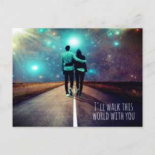Benutzerdefiniertes Textpaar zu Fuß zur Universe G Postkarte