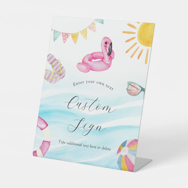 Benutzerdefiniertes Textsignieren für das Pool-Par Sockelschild (Vorderseite)