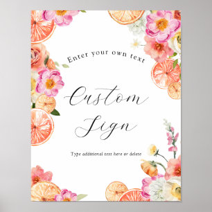 Benutzerdefiniertes Textsignieren für rosa Citrus- Poster