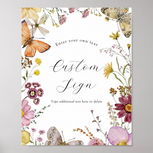 Benutzerdefiniertes Textzeichen für Boho-Wildblume Poster (Vorne)