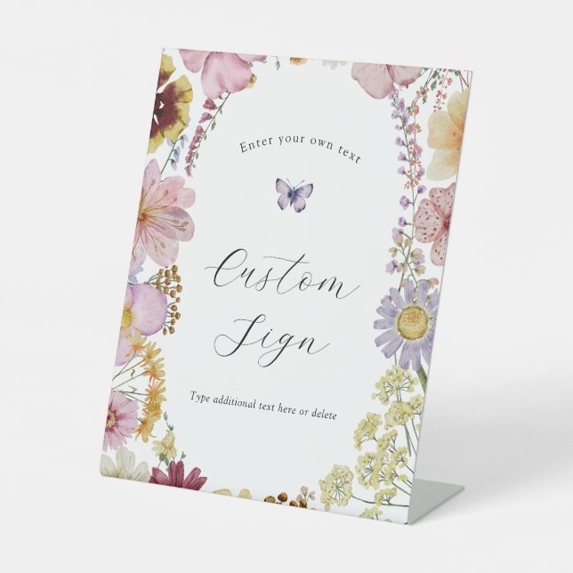 Benutzerdefiniertes Textzeichen für Boho-Wildblume Sockelschild (Vorderseite)