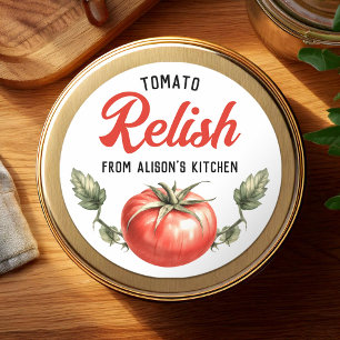 Benutzerdefiniertes Tomaten-Relish-Etikett für Kon Runder Aufkleber