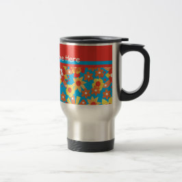 Benutzerdefiniertes Travel Mug mit Ditsy Orange Bl Reisebecher