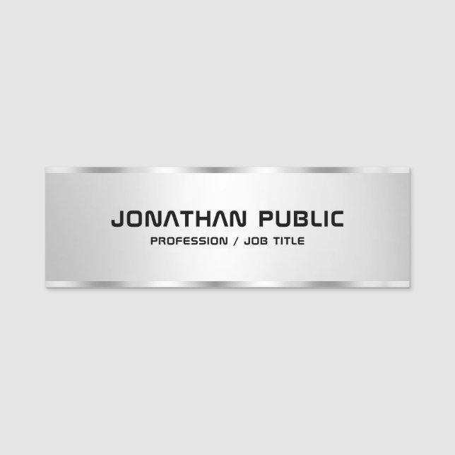 Benutzerdefiniertes, trendiges Silver Look Elegant Namensschild (Vorderseite)