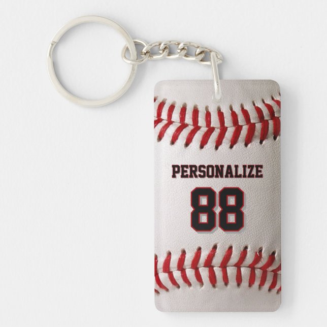 Benutzerdefiniertes Trikot Nummer & Name Baseballs Schlüsselanhänger (Vorderseite)