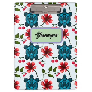 Benutzerdefiniertes tropisches Turtle-Cherry-Blume Klemmbrett