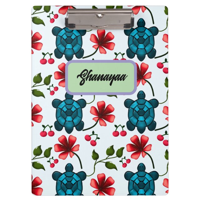 Benutzerdefiniertes tropisches Turtle-Cherry-Blume Klemmbrett (Vorderseite)