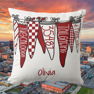 Benutzerdefiniertes Tuscaloosa Rot-Weißes Pennant Kissen