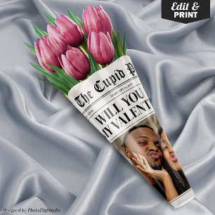 Benutzerdefiniertes Valentins-Zeitungs-Blumenstrau Geschenkpapier Set