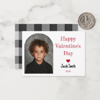 Benutzerdefiniertes Valentinstag-Schulfoto Junge E Mitteilungskarte