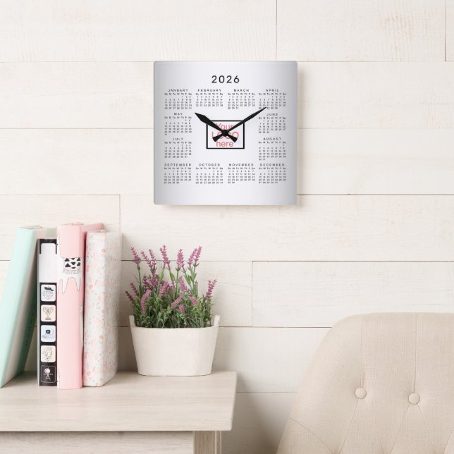 Benutzerdefiniertes verschwommenes graues Logo für Quadratische Wanduhr (Lesesaal)