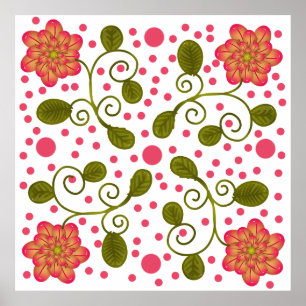 Benutzerdefiniertes verspieltes rosa Blumen- und P Poster