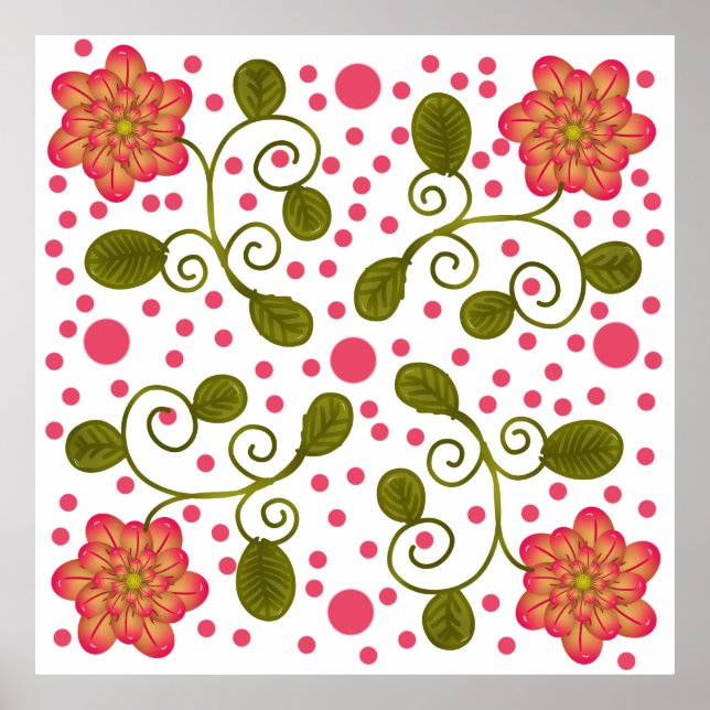 Benutzerdefiniertes verspieltes rosa Blumen- und P Poster (Vorne)