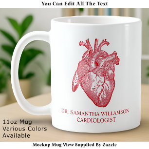 Benutzerdefiniertes Vintage Anatomisches Herz mit Kaffeetasse