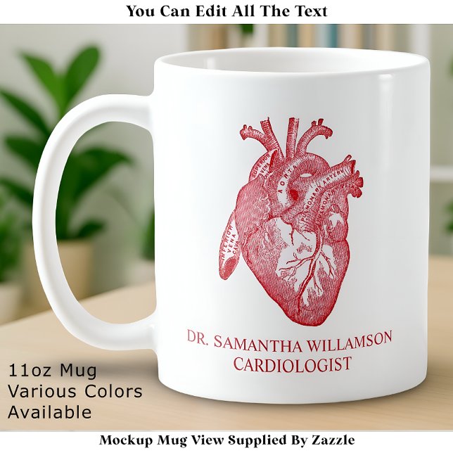 Benutzerdefiniertes Vintage Anatomisches Herz mit  Kaffeetasse (Von Creator hochgeladen)