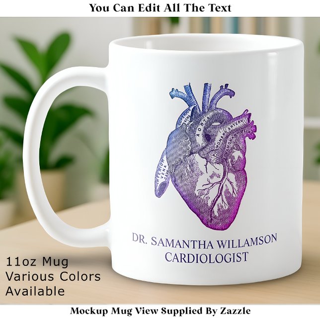 Benutzerdefiniertes, vintage anatomisches Herz mit Kaffeetasse (Von Creator hochgeladen)