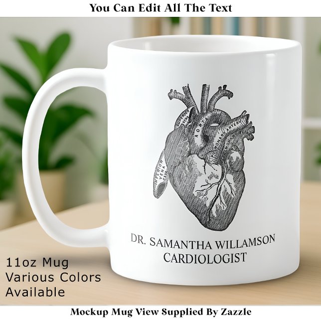 Benutzerdefiniertes, vintage anatomisches Herz mit Kaffeetasse (Von Creator hochgeladen)