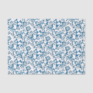 Benutzerdefiniertes Vintage Blau-Weißes Blumenporz Seidenpapier