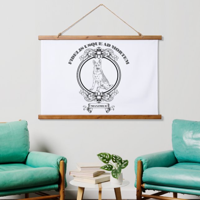 Benutzerdefiniertes Vintage-Deutscher-Schaferhund- Wandteppich Mit Holzrahmen (Wohnzimmer)