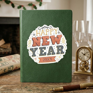 Benutzerdefiniertes Vintage-Frohes-Silvester-Desig Aufkleber