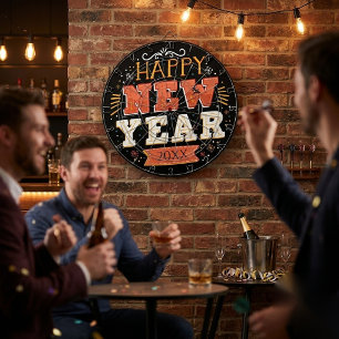 Benutzerdefiniertes Vintage-Frohes-Silvester-Desig Dartscheibe