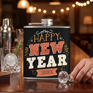 Benutzerdefiniertes Vintage-Frohes-Silvester-Desig Flachmann