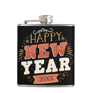 Benutzerdefiniertes Vintage-Frohes-Silvester-Desig Flachmann