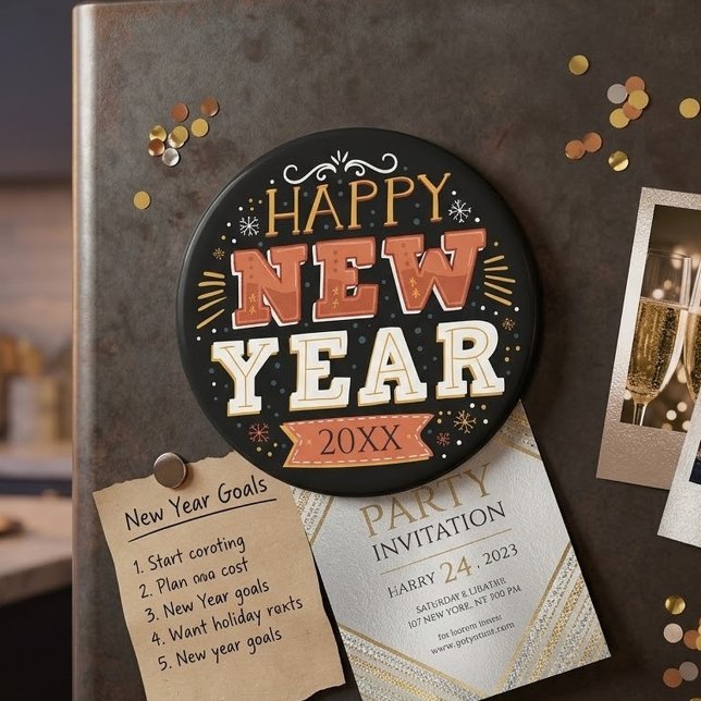 Benutzerdefiniertes Vintage-Frohes-Silvester-Desig Magnet (Von Creator hochgeladen)