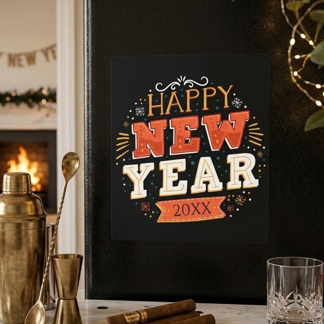 Benutzerdefiniertes Vintage-Frohes-Silvester-Desig Magnet (Von Creator hochgeladen)