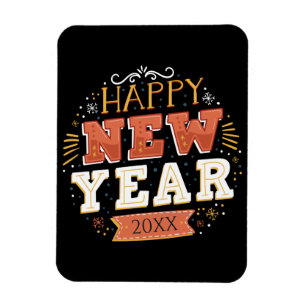 Benutzerdefiniertes Vintage-Frohes-Silvester-Desig Magnet