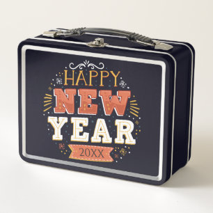 Benutzerdefiniertes Vintage-Frohes-Silvester-Desig Metall Brotdose
