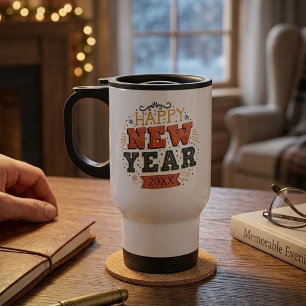 Benutzerdefiniertes Vintage-Frohes-Silvester-Desig Reisebecher
