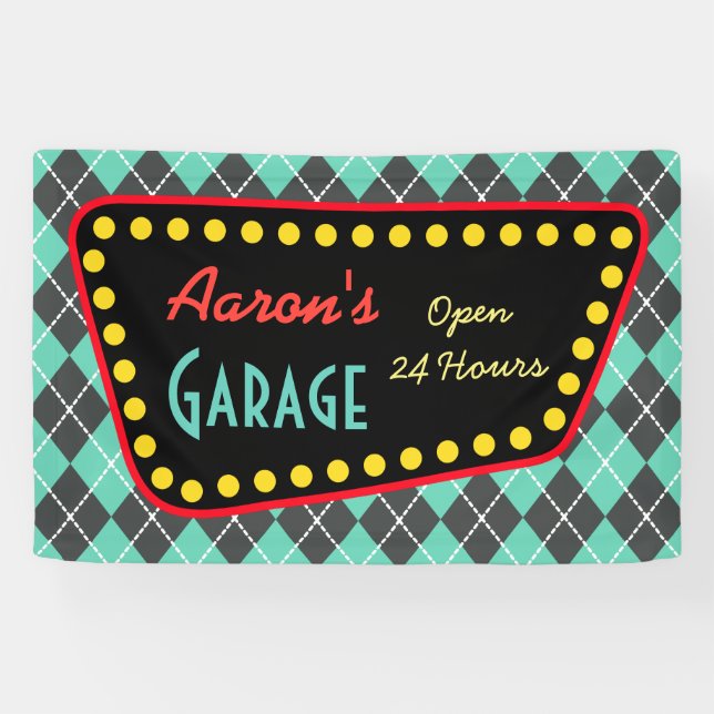 Benutzerdefiniertes Vintage-Garagenschild  Banner (Horizontal)