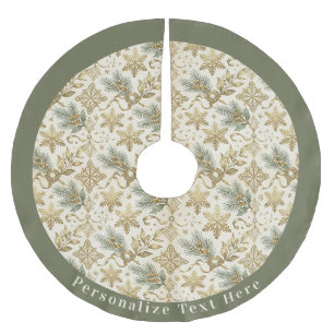 Benutzerdefiniertes Vintage-Gold-Schneeflocken-Sal Polyester Weihnachtsbaumdecke
