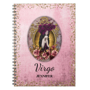 Benutzerdefiniertes Vintage-Jungfrau-Rosa-Gold-Gli Notizblock