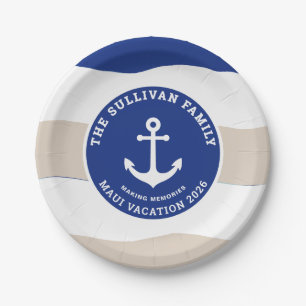 Benutzerdefiniertes Vintage-Yacht-Club-Anker-Famil Pappteller