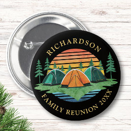 Benutzerdefiniertes Vintages Sunset Camping Family Button