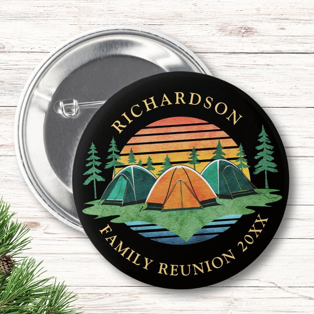 Benutzerdefiniertes Vintages Sunset Camping Family Button (Von Creator hochgeladen)