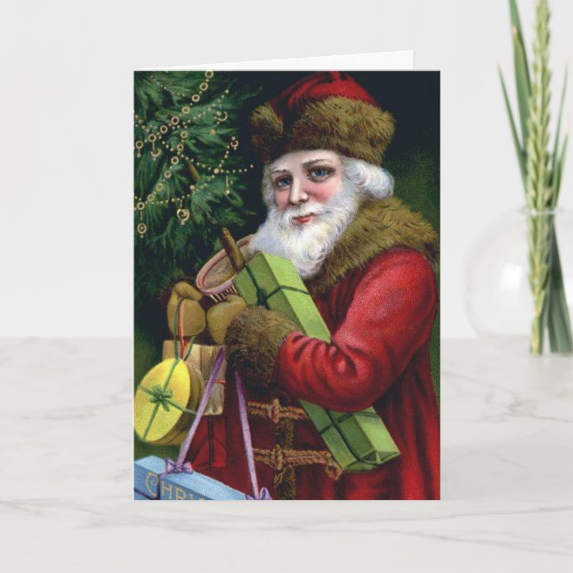 Benutzerdefiniertes Vintages Weihnachtskarten-Temp Feiertagskarte (Vorderseite)