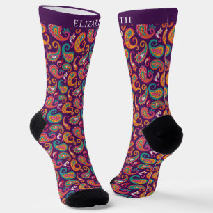 Benutzerdefiniertes Violet Lila Multicolor Paisley Socken