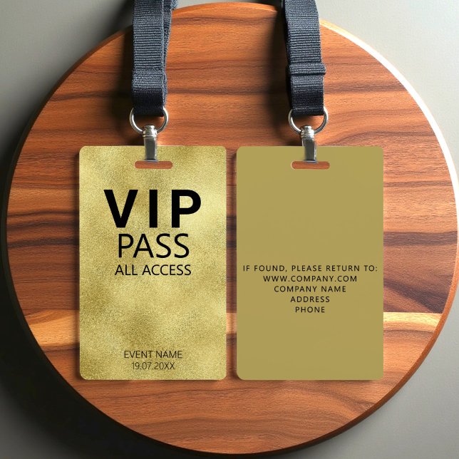 Benutzerdefiniertes VIP All Access Event Gold Foil Ausweis (Von Creator hochgeladen)