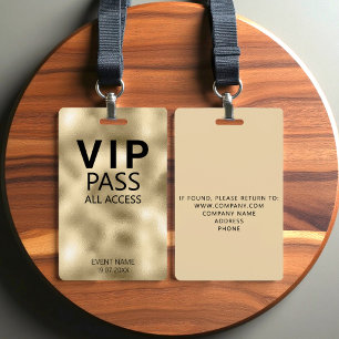 Benutzerdefiniertes VIP All Access Event Goldfolie Ausweis
